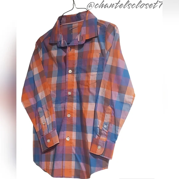 🏷2 For $20!!🏷NWT!! Cat&Jack Brand Plaid Button-Up Long Sleeve Top - Small(6/7) - Picture 2 of 9